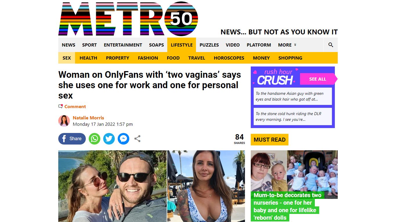 Adult model with 'two vaginas' uses one for work and one for ... - Metro